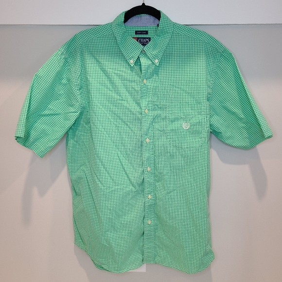 🍉 Chaps Green Short Button Down Shirt XL - Picture 2 of 5